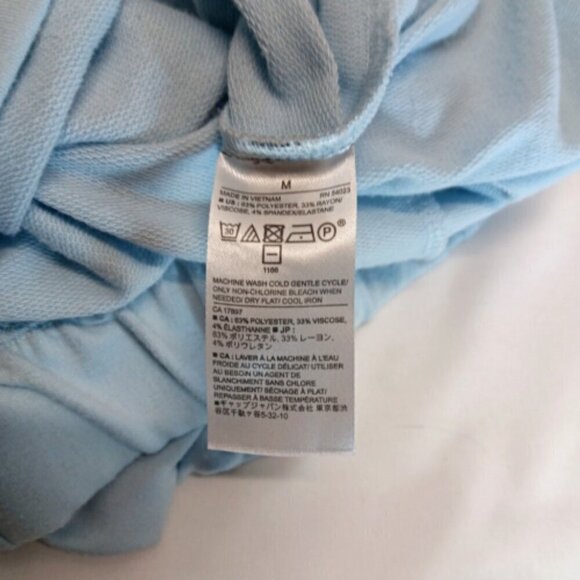 Banana Republic Ladies Medium Over Sized Mock Neck Banded Hem Tee Light Blue GUC - Picture 9 of 9